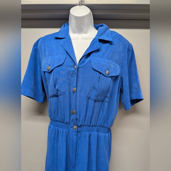 Saint Germain Paris Made In The USA Blue Button-Up Jumpsuit - Picture 2 of 4